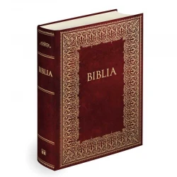 Biblia domowa,bordowa ze złoceniami.Oprawa twarda.Wydanie LUX.Format A4  - 50%